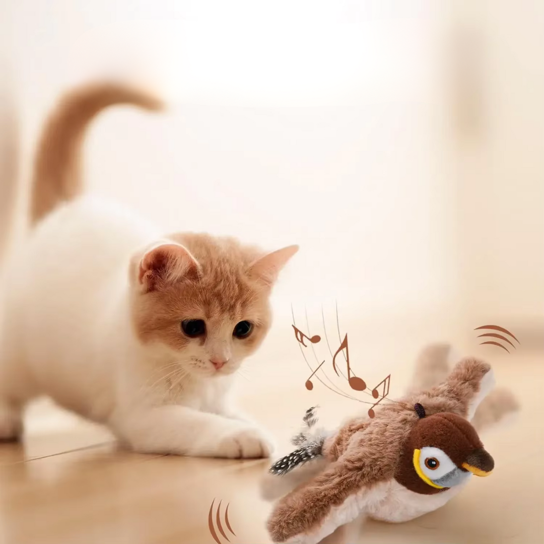 Elektrisches Katzenspielzeug Vogel mit Flatternden Flügeln – Interaktives Spielzeug für Katzen