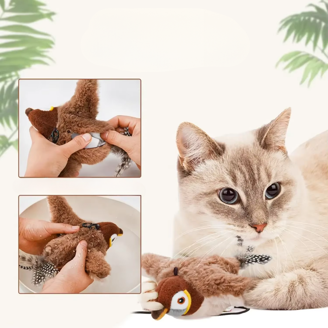 Elektrisches Katzenspielzeug Vogel mit Flatternden Flügeln – Interaktives Spielzeug für Katzen